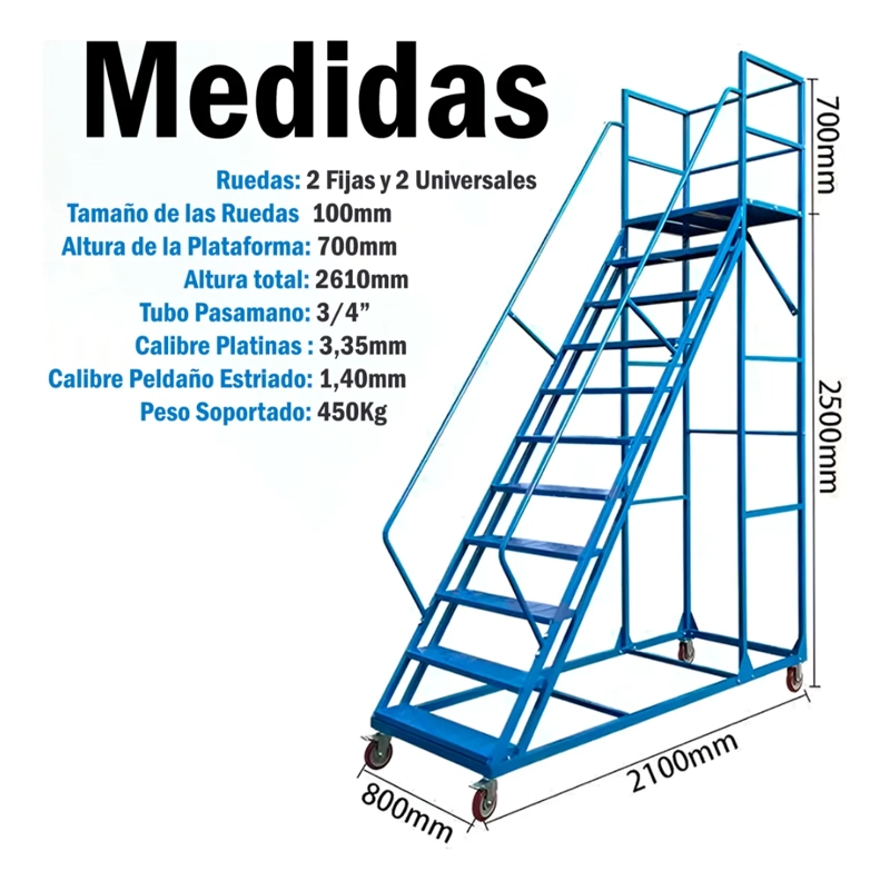ESCALERA INDUSTRIAL HARDPRO TIPO AVION 10 PELDAÑOS 550KG - 2