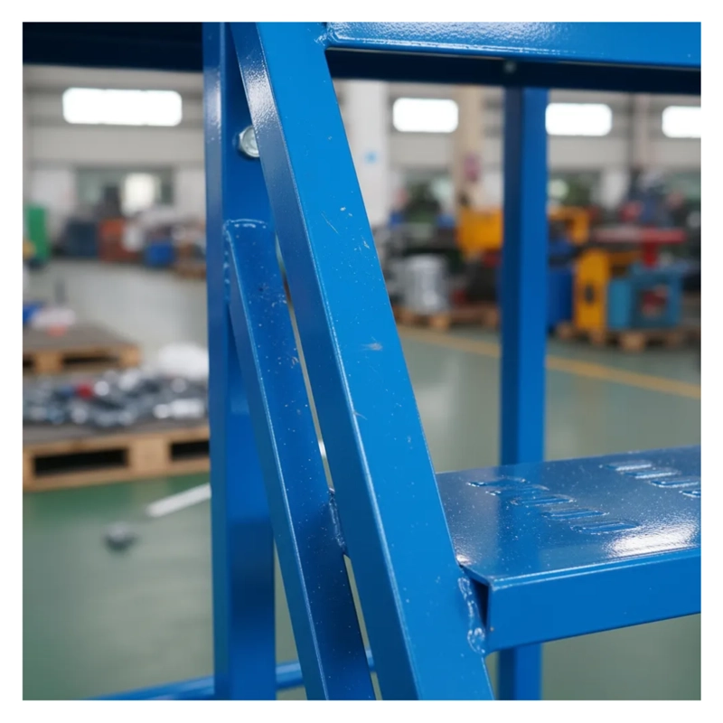 ESCALERA INDUSTRIAL TIPO AVION 6 PELDAÑOS 1,5M + PLATAFORMA AZUL - 3