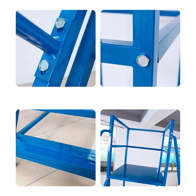 ESCALERA INDUSTRIAL TIPO AVION 6 PELDAÑOS 1,5M + PLATAFORMA AZUL - 7