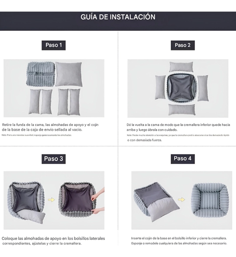CAMA PARA PERRO LAVABLE ANTIDESLIZANTE Y TELA POLA 106X76CM - 8