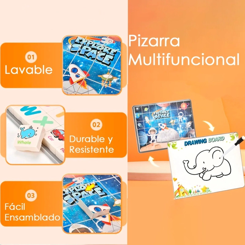 MESA Y SILLA DIDACTICA 6 EN 1 PUZZLE PIZARRA DIBUJOS 160PCS - 2