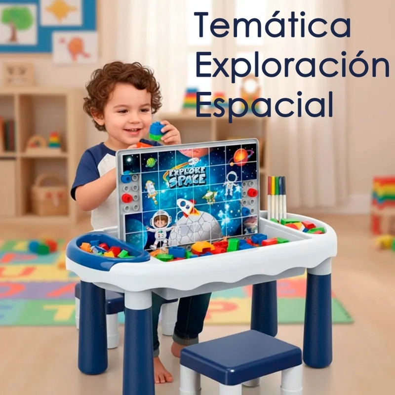 MESA Y SILLA DIDACTICA 6 EN 1 PUZZLE PIZARRA DIBUJOS 160PCS - 3