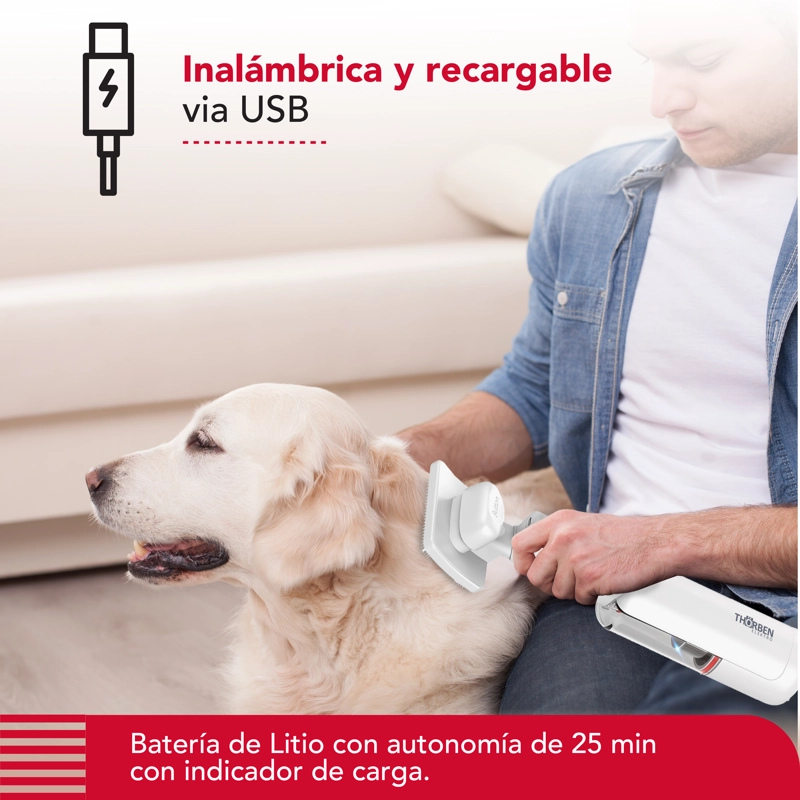 CEPILLO Y ASPIRADORA THOR CORDLESS USB PET VAC - 4