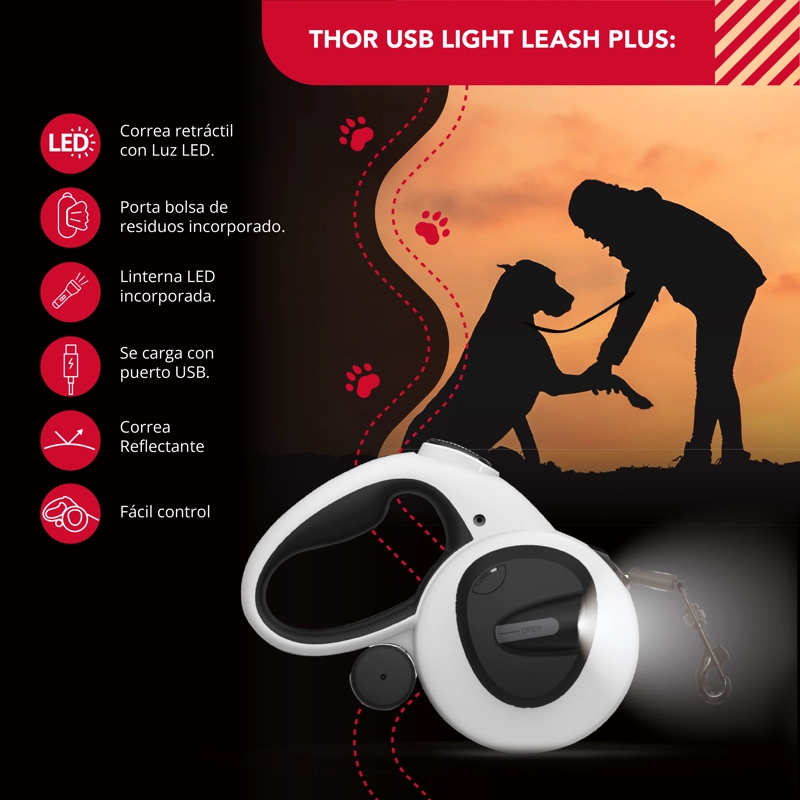 CORREA LUMINOSA THOR USB LIGHT LEASH PLUS M - 2