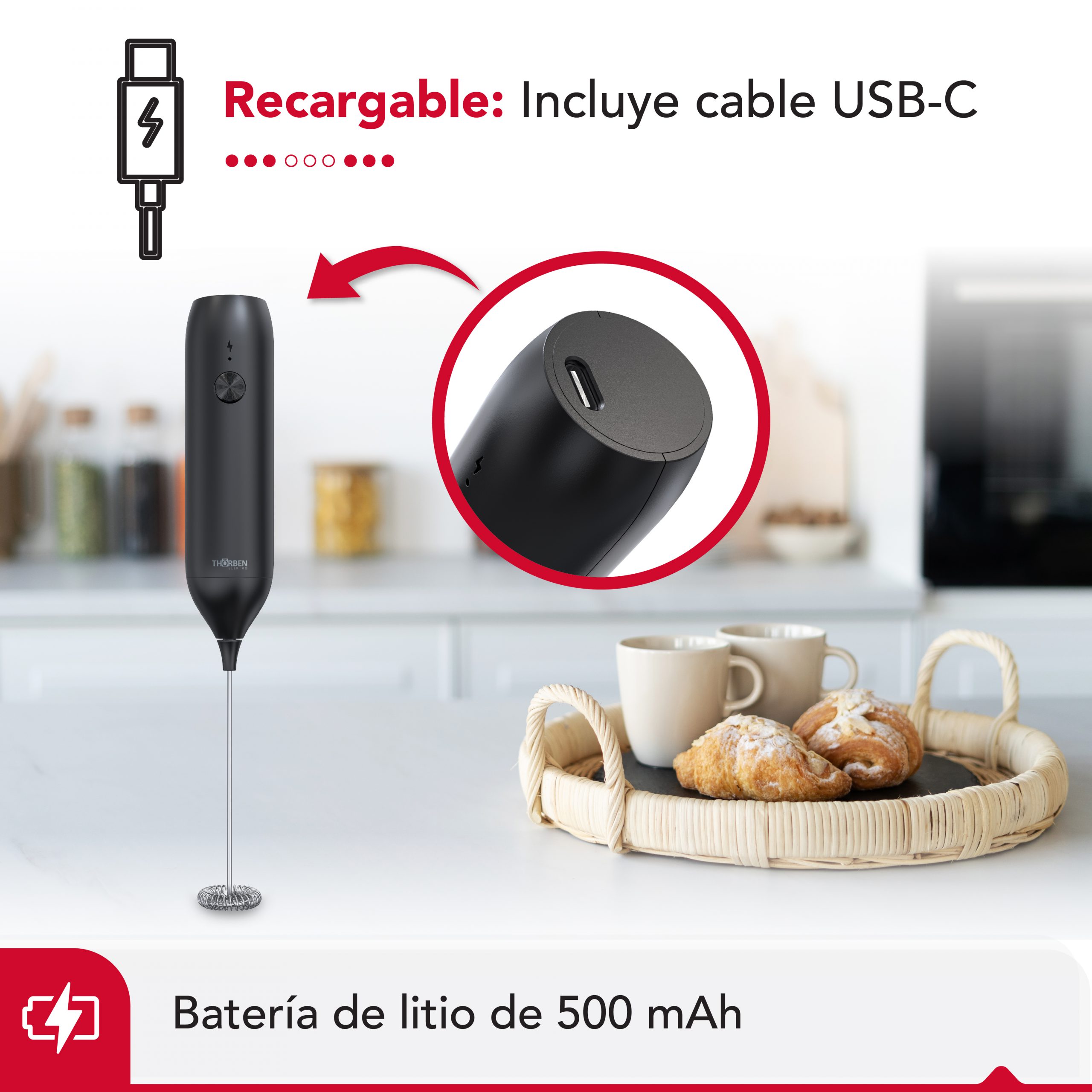 ESPUMADOR DE LECHE THOR USB MILK FROTHER - 4