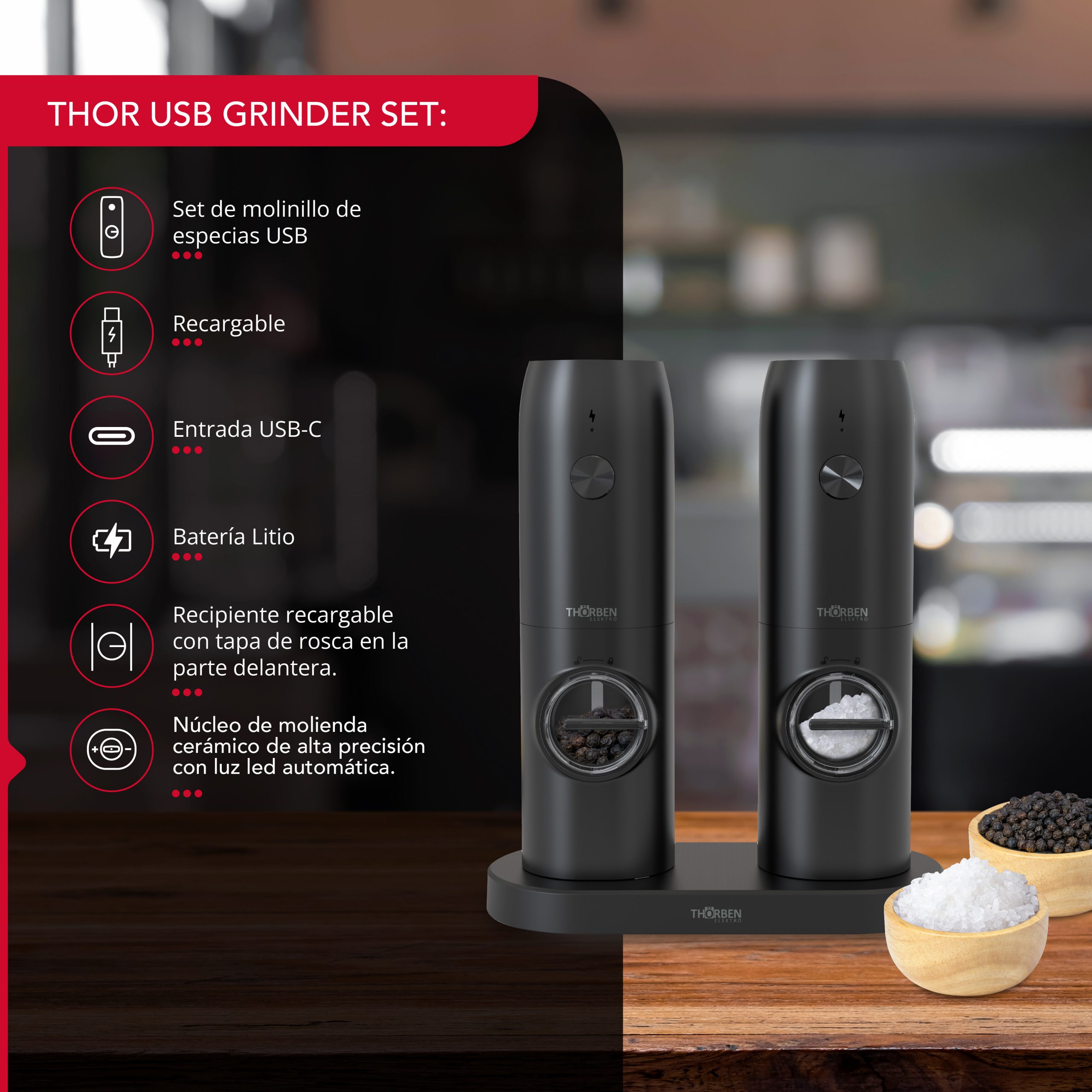 MOLINILLO DE ESPECIAS THOR USB GRINDER SET - 2