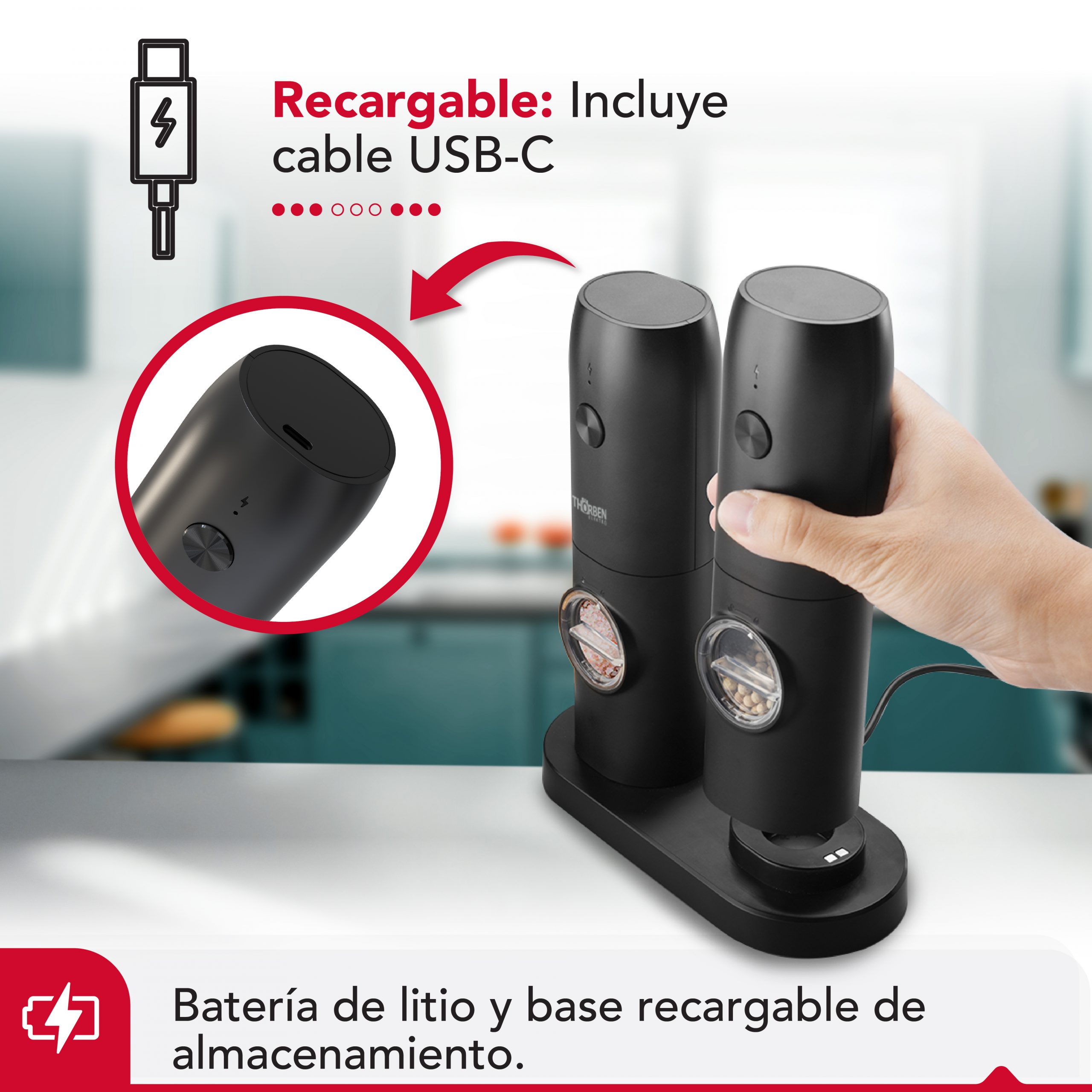 MOLINILLO DE ESPECIAS THOR USB GRINDER SET - 4