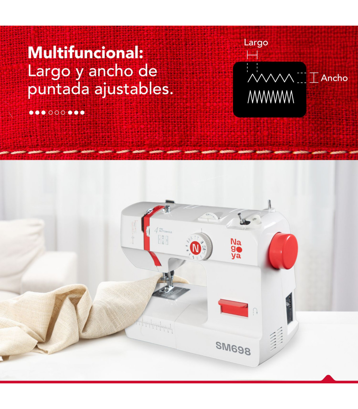 MAQUINA DE COSER NAGOYA 12 PUNTADAS SM 698 - 4
