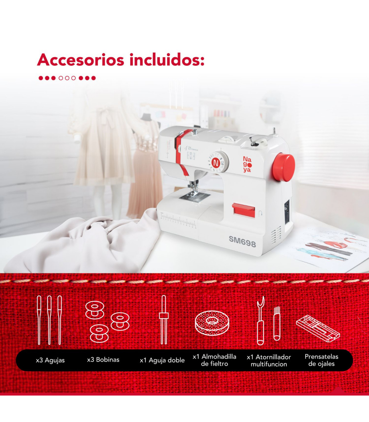 MAQUINA DE COSER NAGOYA 12 PUNTADAS SM 698 - 8
