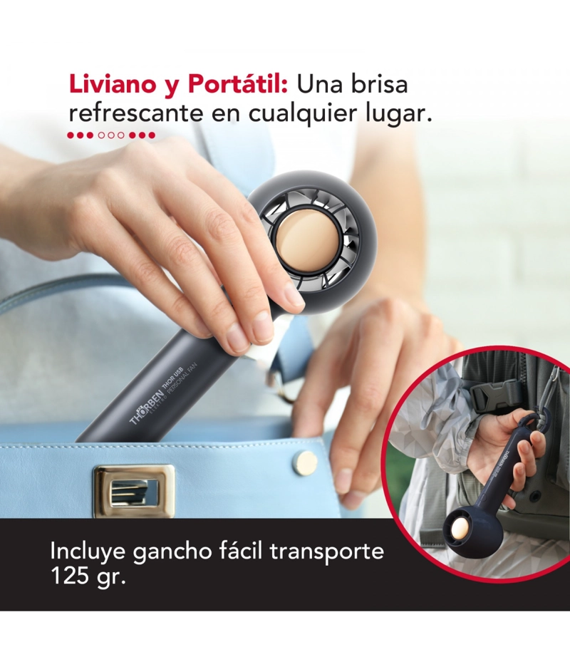 VENTILADOR PORTÁTIL THORBEN VENTILADOR PORTATIL INALAMBRICO USB NEGRO THOR USB PERSONAL FAN BLACK - 8