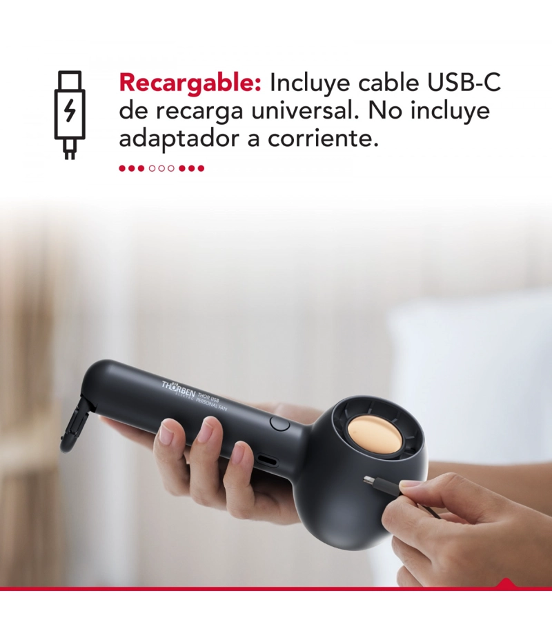 VENTILADOR PORTÁTIL THORBEN VENTILADOR PORTATIL INALAMBRICO USB NEGRO THOR USB PERSONAL FAN BLACK - 9