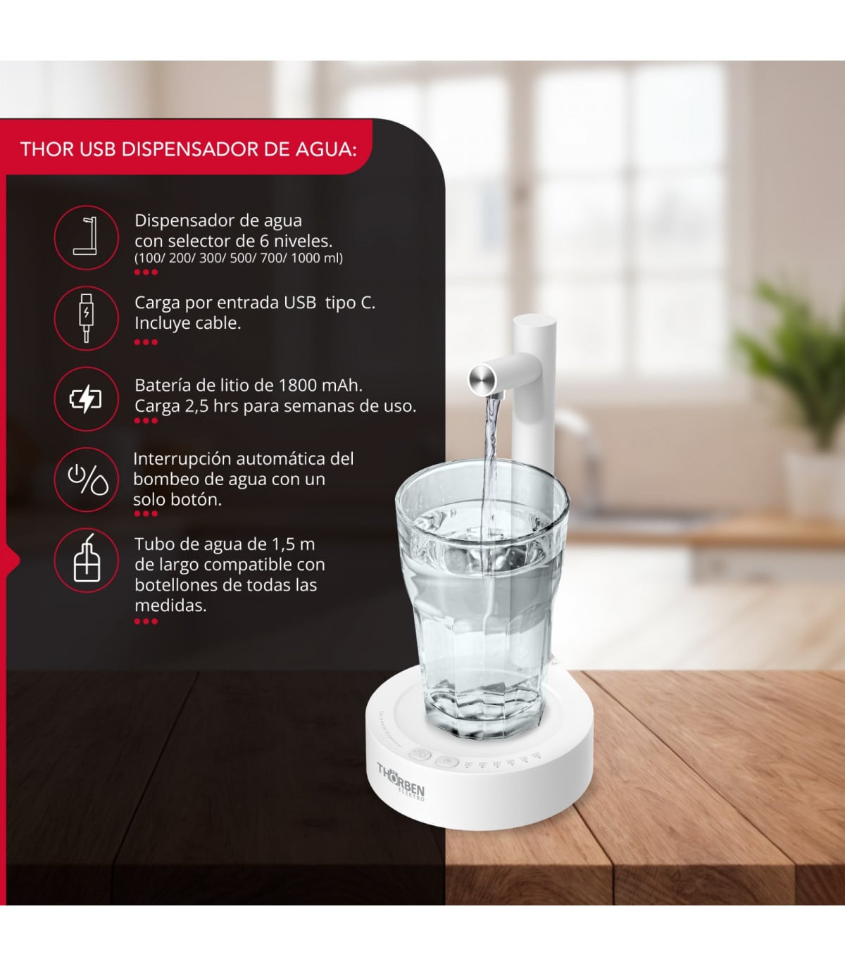 DISPENSADOR THORBEN AGUA USB WATER DISPENSER - 8