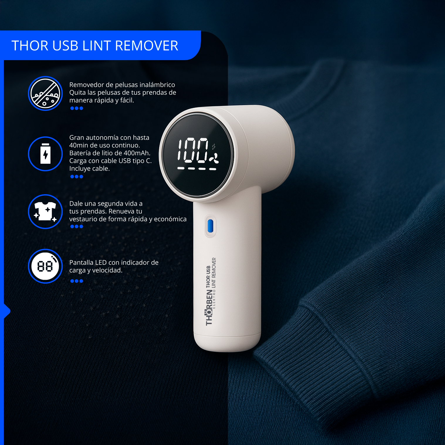 REMOVEDOR DE PELUSAS THOR USB LINT REMOVER - 4