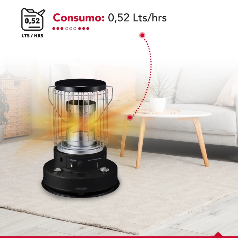 ESTUFA PARAFINA MECHA 7,2 LITROS 4.9KW THOR KW HEAT 4400 - 7