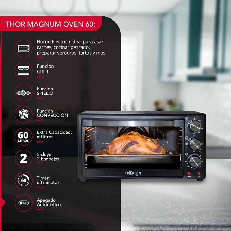 HORNO ELECTRICO 60L 3 MODOS THOR MAGNUM OVEN - 3
