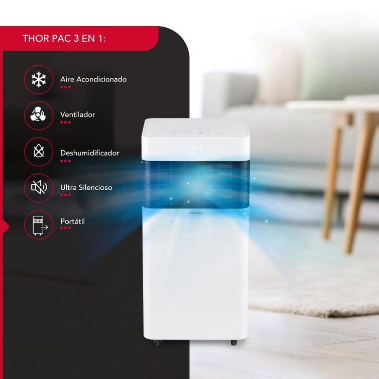 AIRE ACONDICIONADO PORTATIL FRIO THOR PAC 3EN1 8000 BTU - 2