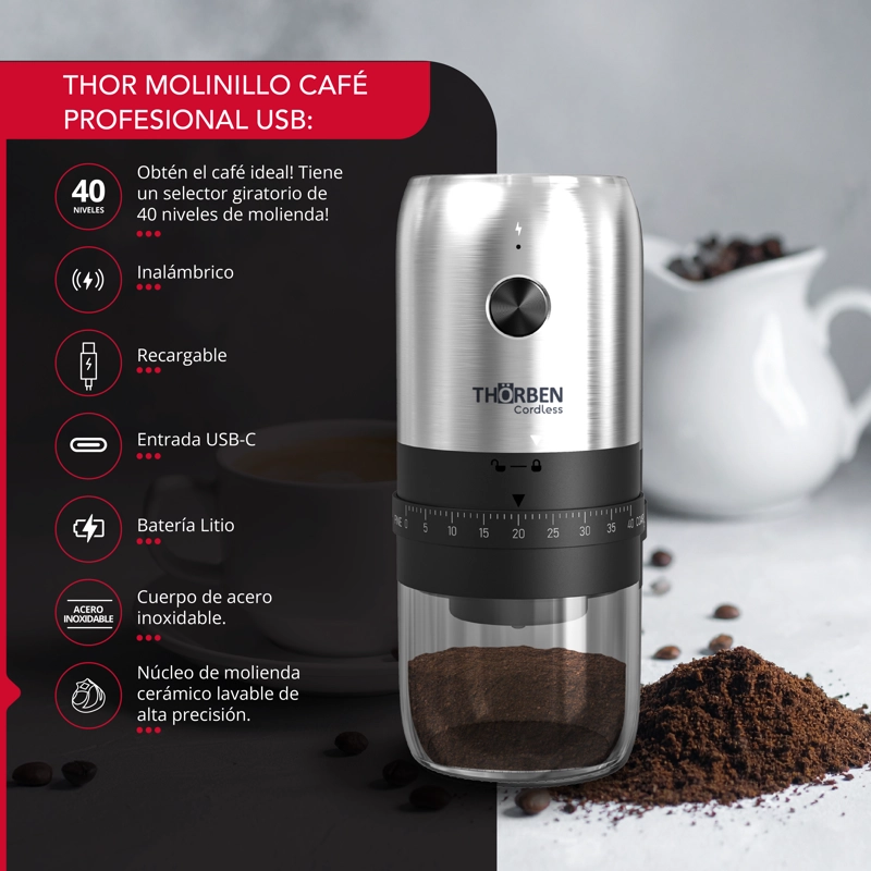 MOLINILLO DE CAFE  USB INOX THOR PROFESSIONAL COFFEE GRINDER - 3