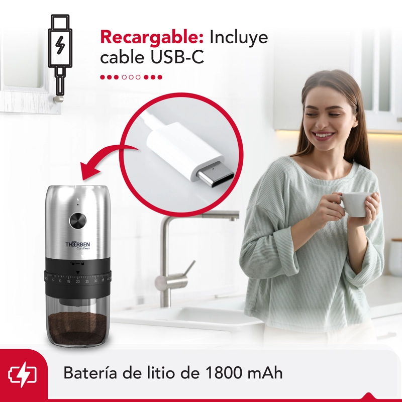 MOLINILLO DE CAFE  USB INOX THOR PROFESSIONAL COFFEE GRINDER - 6