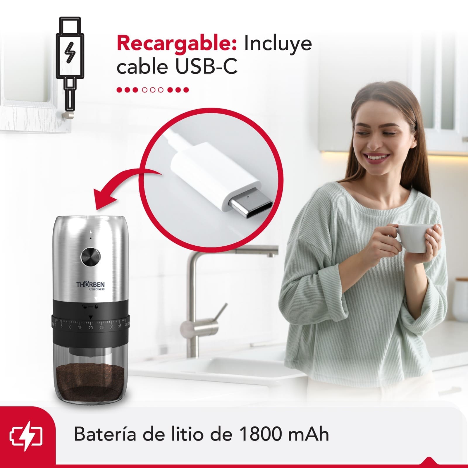 MOLINILLO DE CAFE THOR USB PROFESSIONAL COFFEE GRINDER - 7