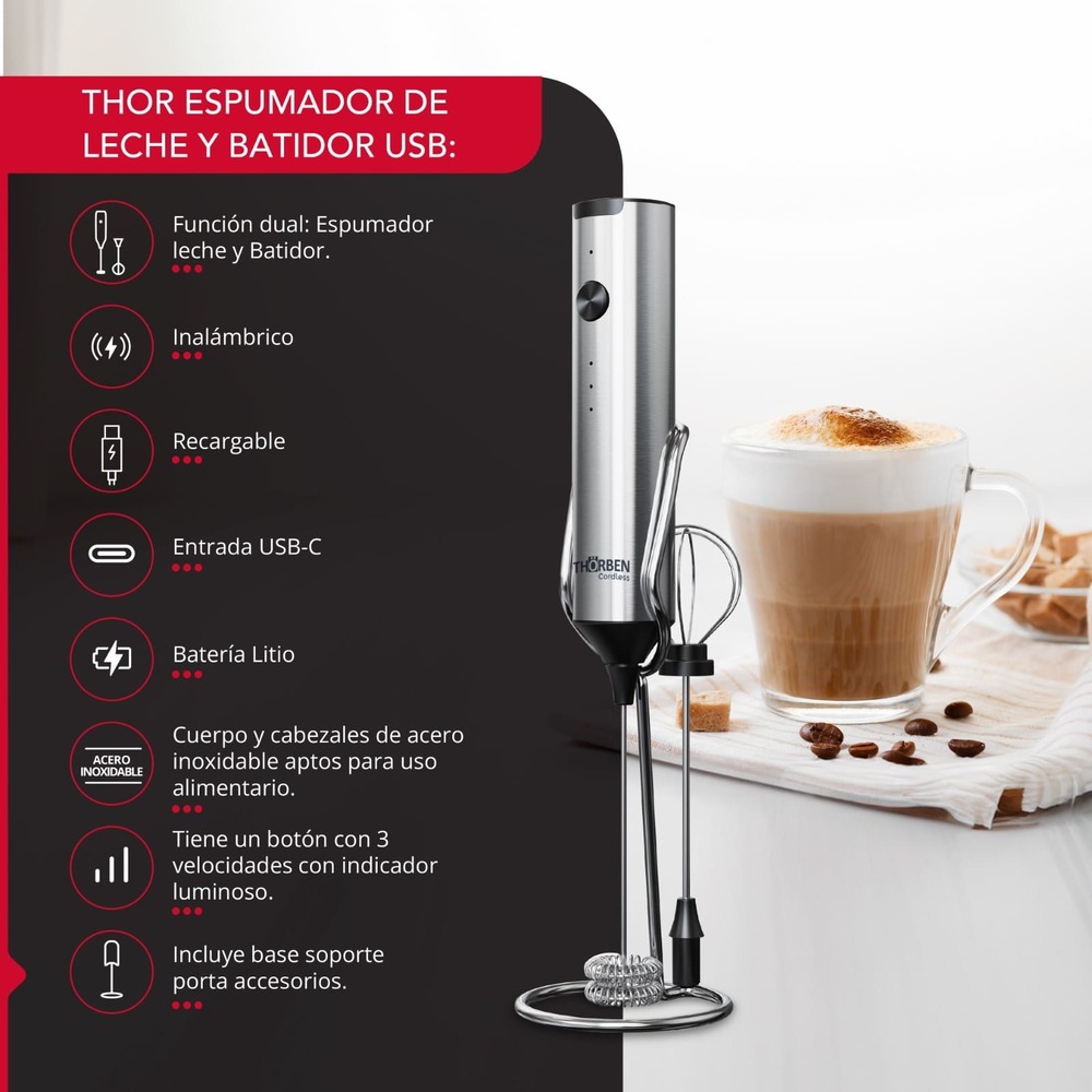 ESPUMADOR DE LECHE THOR USB DUAL MILK FROTHER - 4
