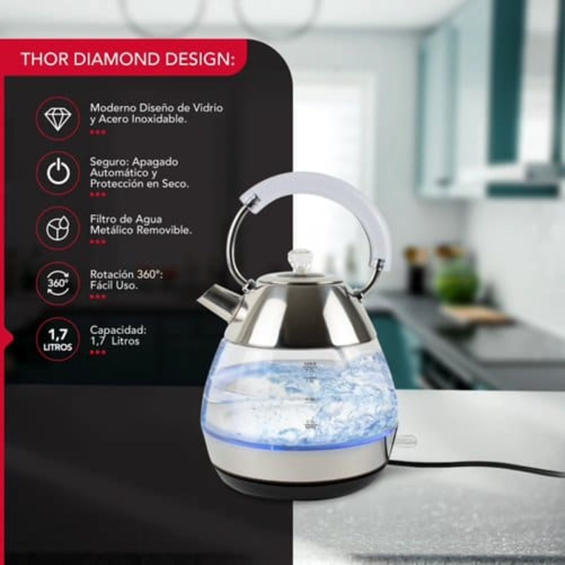 HERVIDOR ELEGANTE 1,7L THOR DIAMOND DESIGN - 3