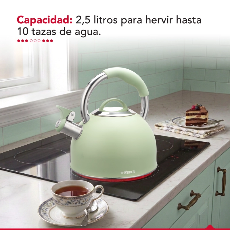 TETERA THOR TEA TIME VERDE 2.5L ACERO INOXIDABLE SILBADORA - 4