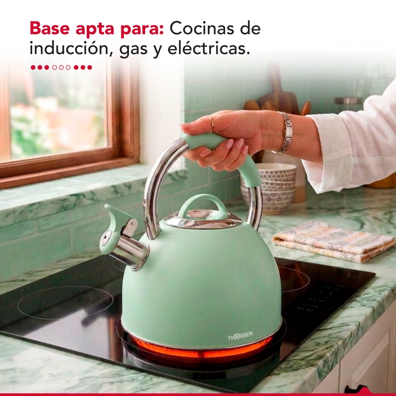 TETERA THOR TEA TIME VERDE 2.5L ACERO INOXIDABLE SILBADORA - 5