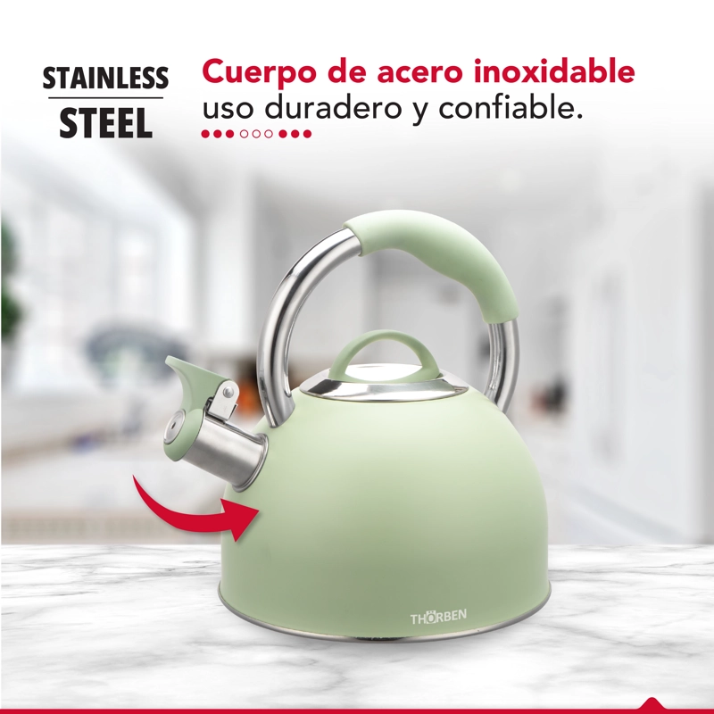 TETERA THOR TEA TIME VERDE 2.5L ACERO INOXIDABLE SILBADORA - 6
