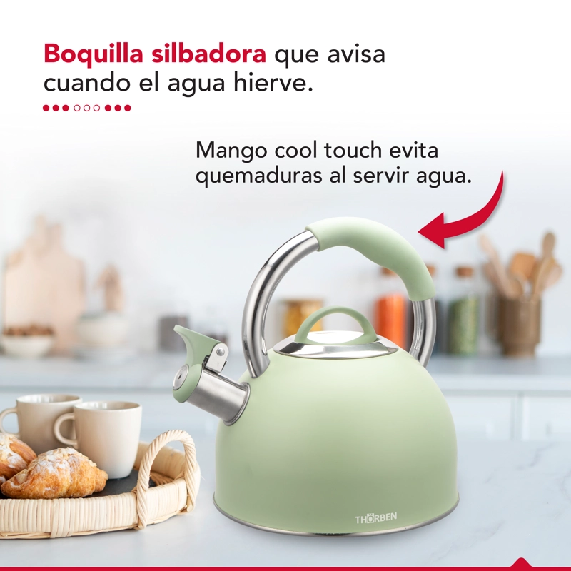 TETERA THOR TEA TIME VERDE 2.5L ACERO INOXIDABLE SILBADORA - 7