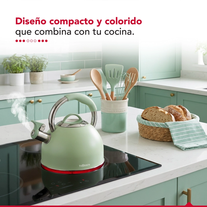 TETERA THOR TEA TIME VERDE 2.5L ACERO INOXIDABLE SILBADORA - 8