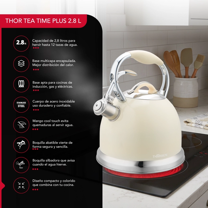 TETERA THOR TEA TIME PLUS 2.8L ACERO INOXIDABLE SILBADORA - 3