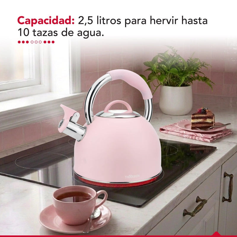 TETERA THOR TEA TIME ROSA 2.5L ACERO INOXIDABLE SILBADORA - 4