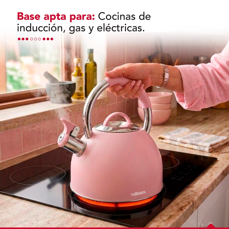 TETERA THOR TEA TIME ROSA 2.5L ACERO INOXIDABLE SILBADORA - 5