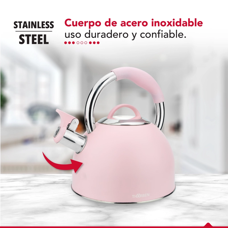 TETERA THOR TEA TIME ROSA 2.5L ACERO INOXIDABLE SILBADORA - 6