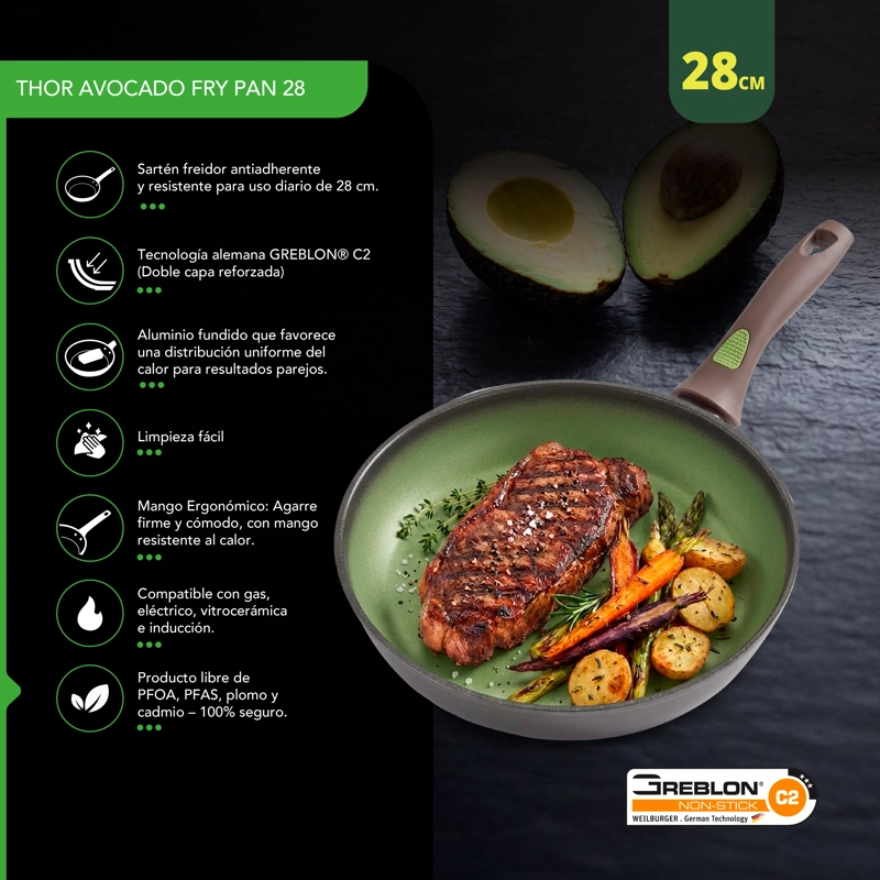 SARTE N ANTIADHERENTE THOR AVOCADO 28 CM - 3