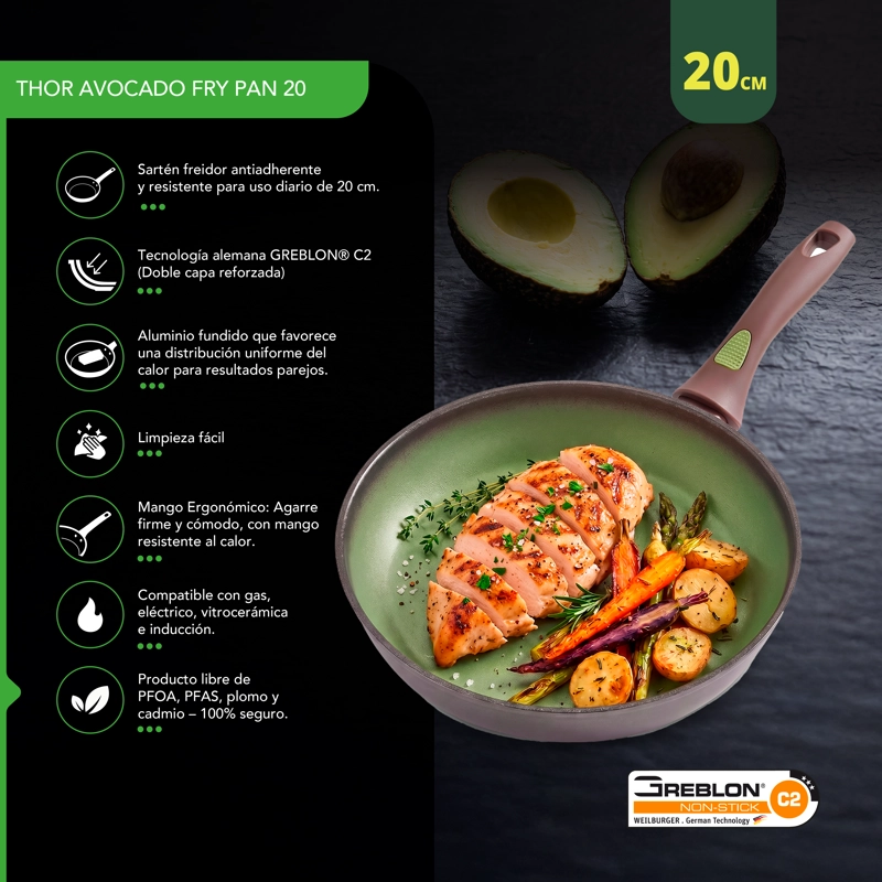 SARTE N ANTIADHERENTE THOR AVOCADO 20 CM - 3
