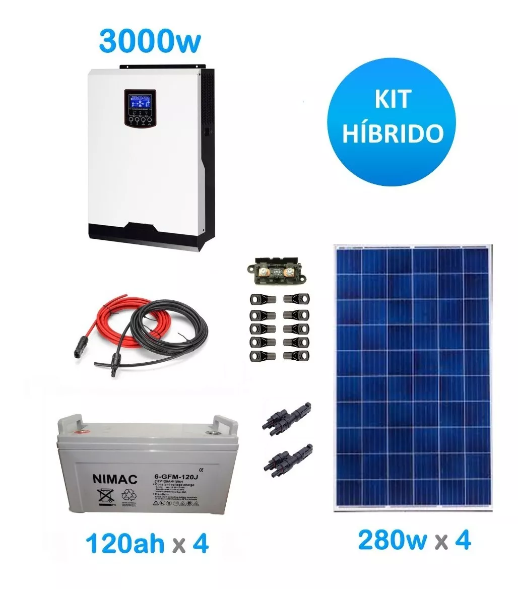 KIT SOLAR FOTOVOLTAICO 3000W HÍBRIDO AMPLIADO MPPT - 1