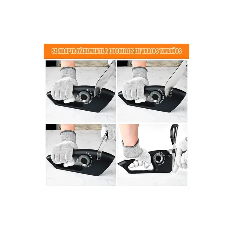 AFILADOR DE CUCHILLOS WAYU NEGRO 5 EN 1 MANUAL PARA COCINA Y TIJERAS - 4
