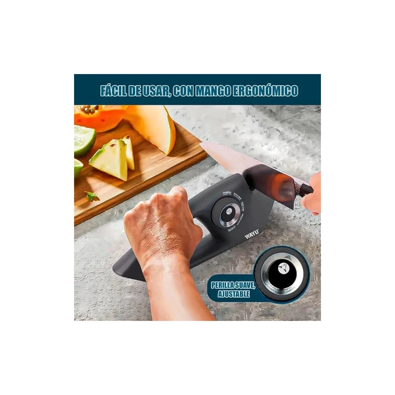 AFILADOR DE CUCHILLOS WAYU NEGRO 5 EN 1 MANUAL PARA COCINA Y TIJERAS - 5