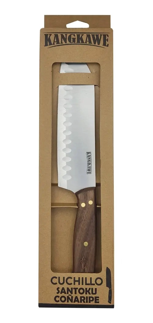 CUCHILLO SANTOKU KANGKAWE DE ACERO INOXIDABLE PARA CARNE Y VERDURA MARRON - 2