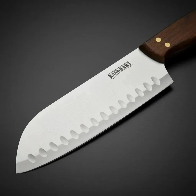 CUCHILLO SANTOKU KANGKAWE DE ACERO INOXIDABLE PARA CARNE Y VERDURA MARRON - 3