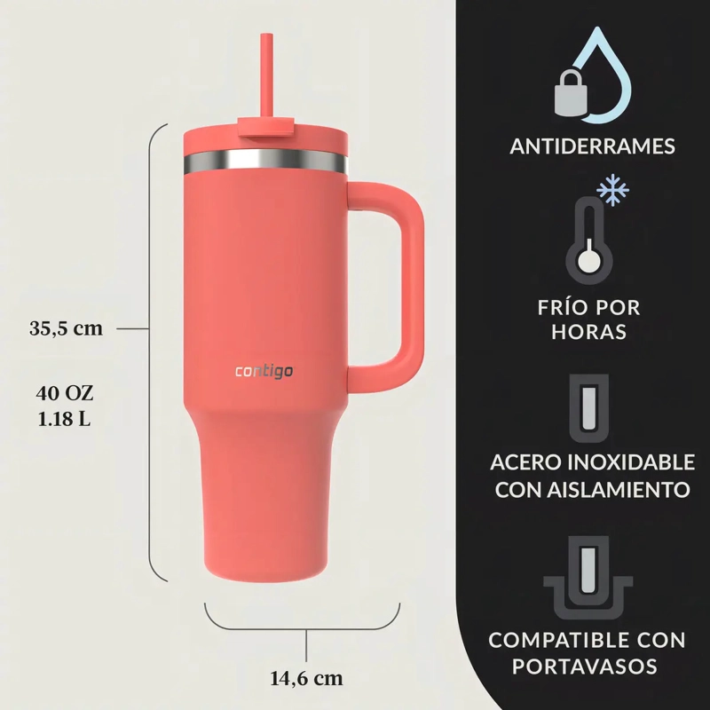 BOTELLA CONTIGO STREETERVILLE TE RMICO 1180ML CORAL - 6
