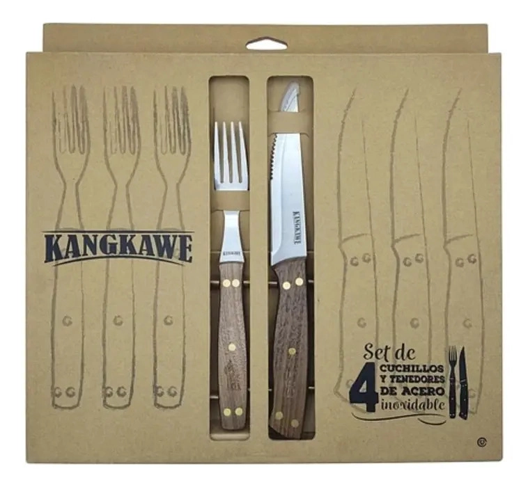 SET 8 PIEZAS CUCHILLOS + TENEDOR KANGKAWE PREMIUM COCINA - 1