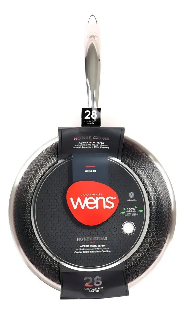 SARTEN WENS 28 CM HONEYCOMB ACERO INOXIDABLE ANTIADHERENTE COLOR PLATEADO - 2