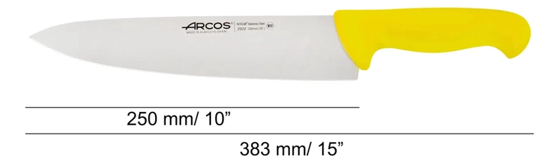 CUCHILLO CARNICERO ARCOS LINEA PROFESIONAL 25 CM AMARILLO - 2