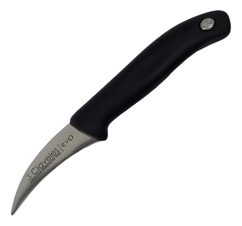 CUCHILLO MONDADOR 3 CLAVELES EVO 6 CM ACERO INOXIDABLE HOJA CURVA NEGRO - 1