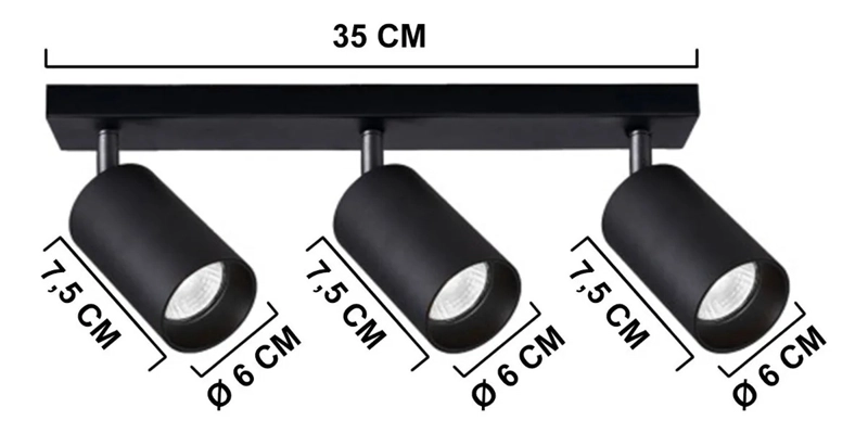 APLIQUE NEGRO WANT 3 FOCOS DIRIGIBLES LED GU10 TECHO/PARED - 5