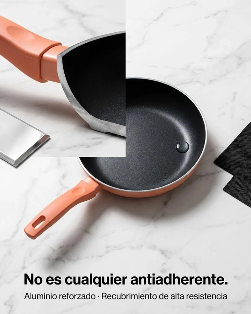 SARTE N 24CM KEEP ANTIADHERENTE ALUMINIO REFORZADO COLORES CORAL - 6