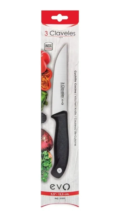 CUCHILLO DE COCINA 3 CLAVELES EVOLUCION ACERO INOXIDABLE 13.5CM NEGRO - 6