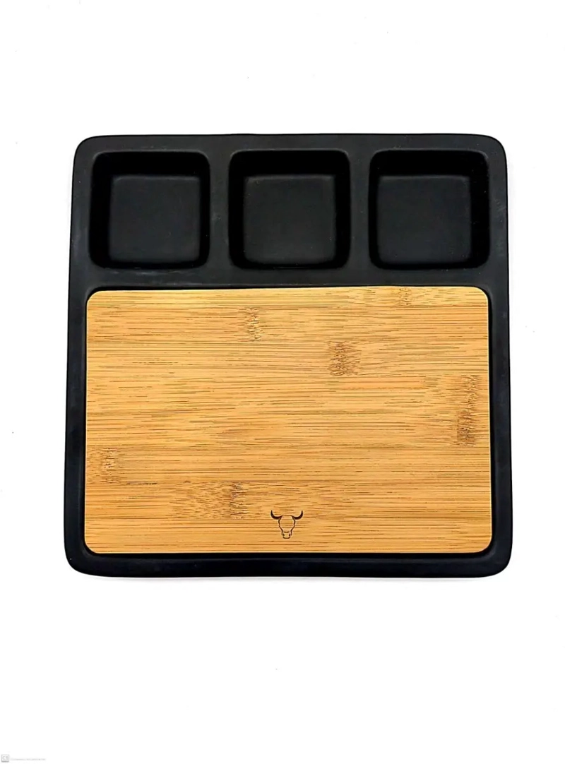 BANDEJA DE APERITIVO BAMBOO Y CERAMICA WAYU COCTAIL NEGRO - 1